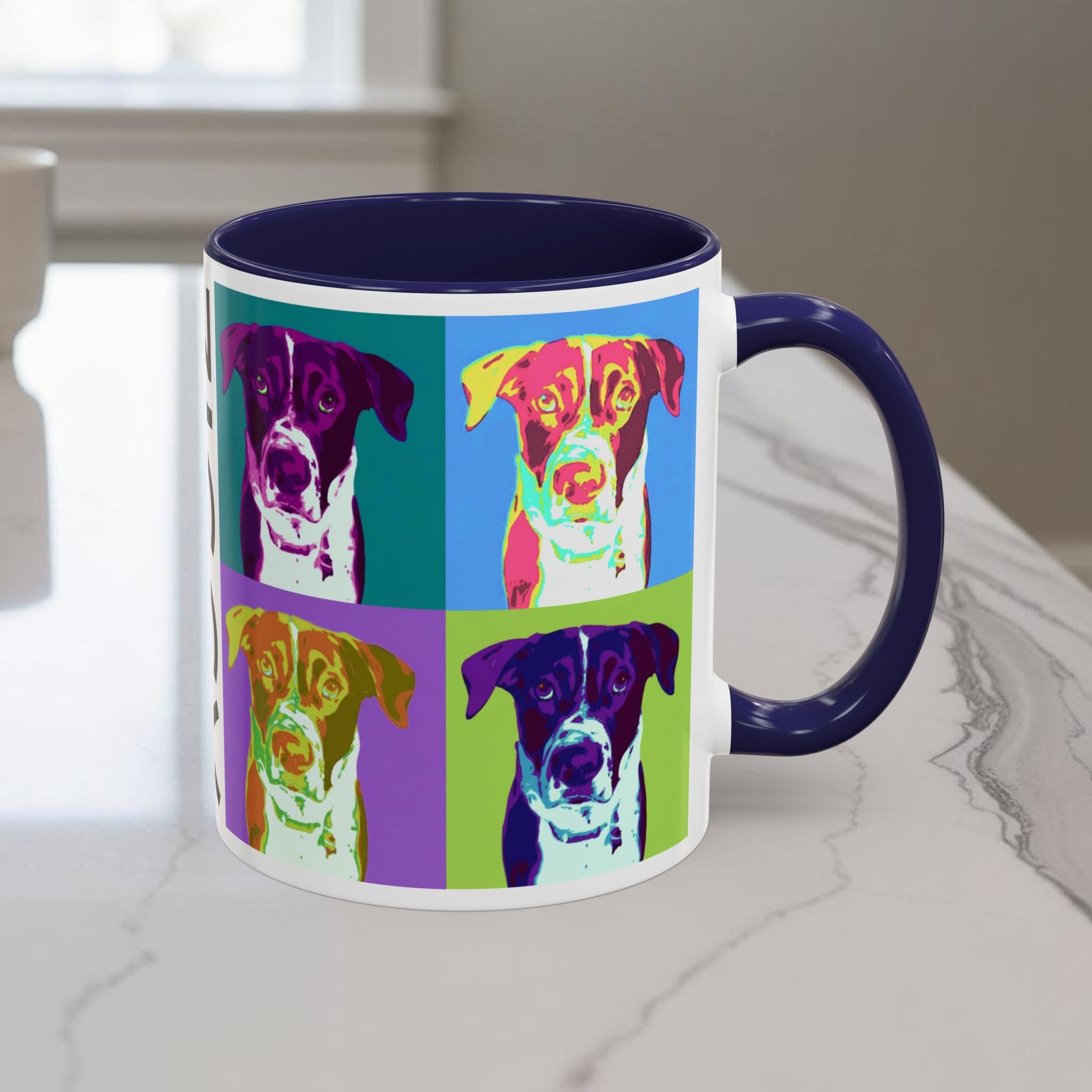 Custom Warhol Dog Mug - Personalized Pop Art Dog Mug — Custom Name Accent Coffee Cup (11/15oz)