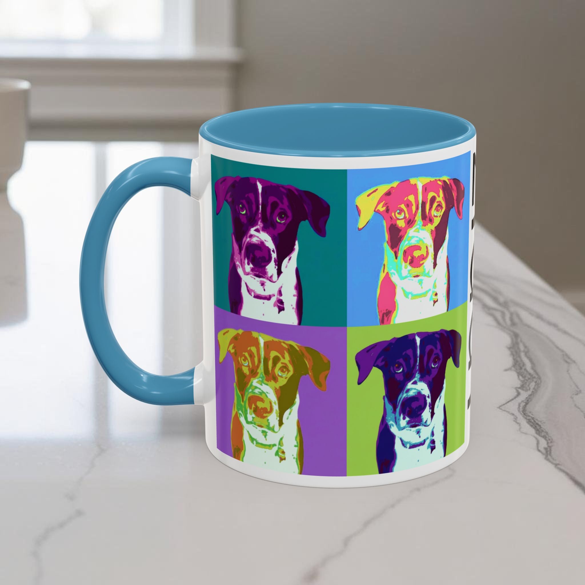 Custom Warhol Dog Mug - Personalized Pop Art Dog Mug — Custom Name Accent Coffee Cup (11/15oz)