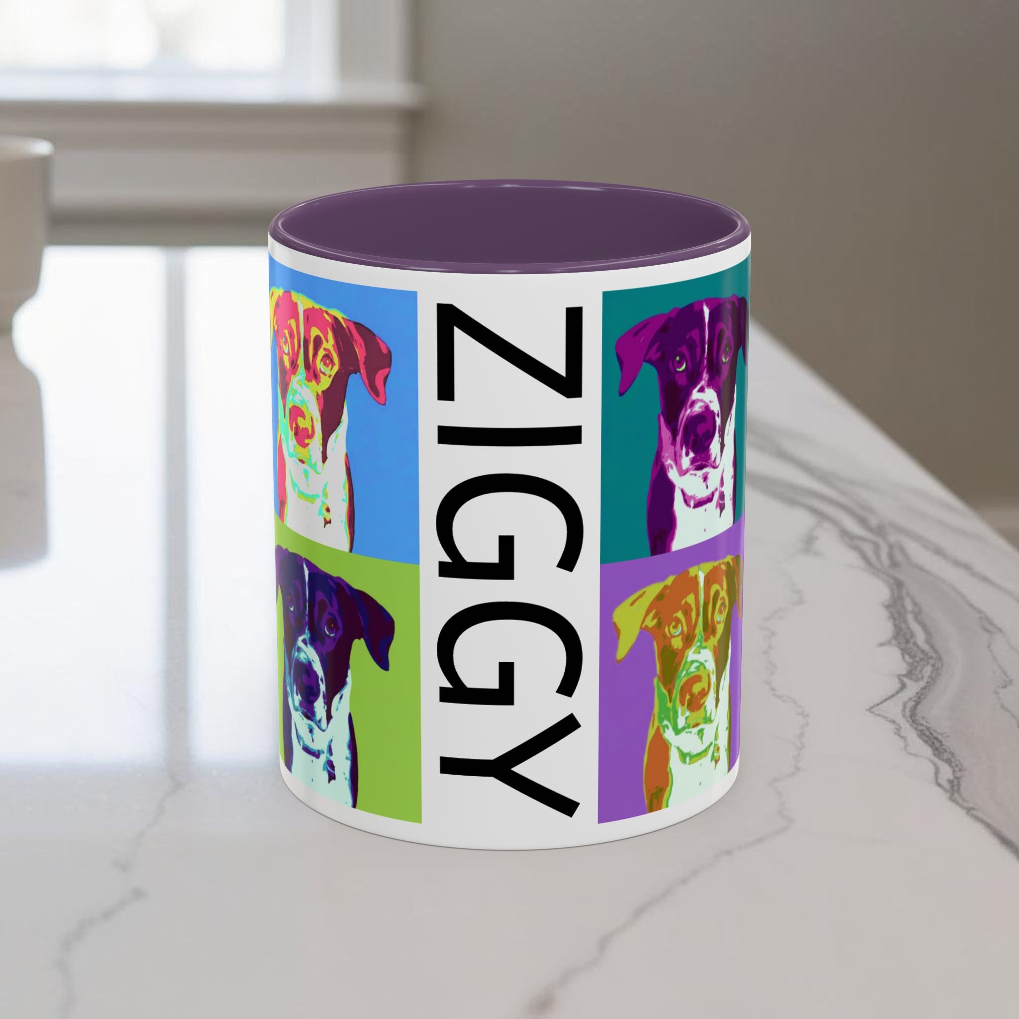 Custom Warhol Dog Mug - Personalized Pop Art Dog Mug — Custom Name Accent Coffee Cup (11/15oz)
