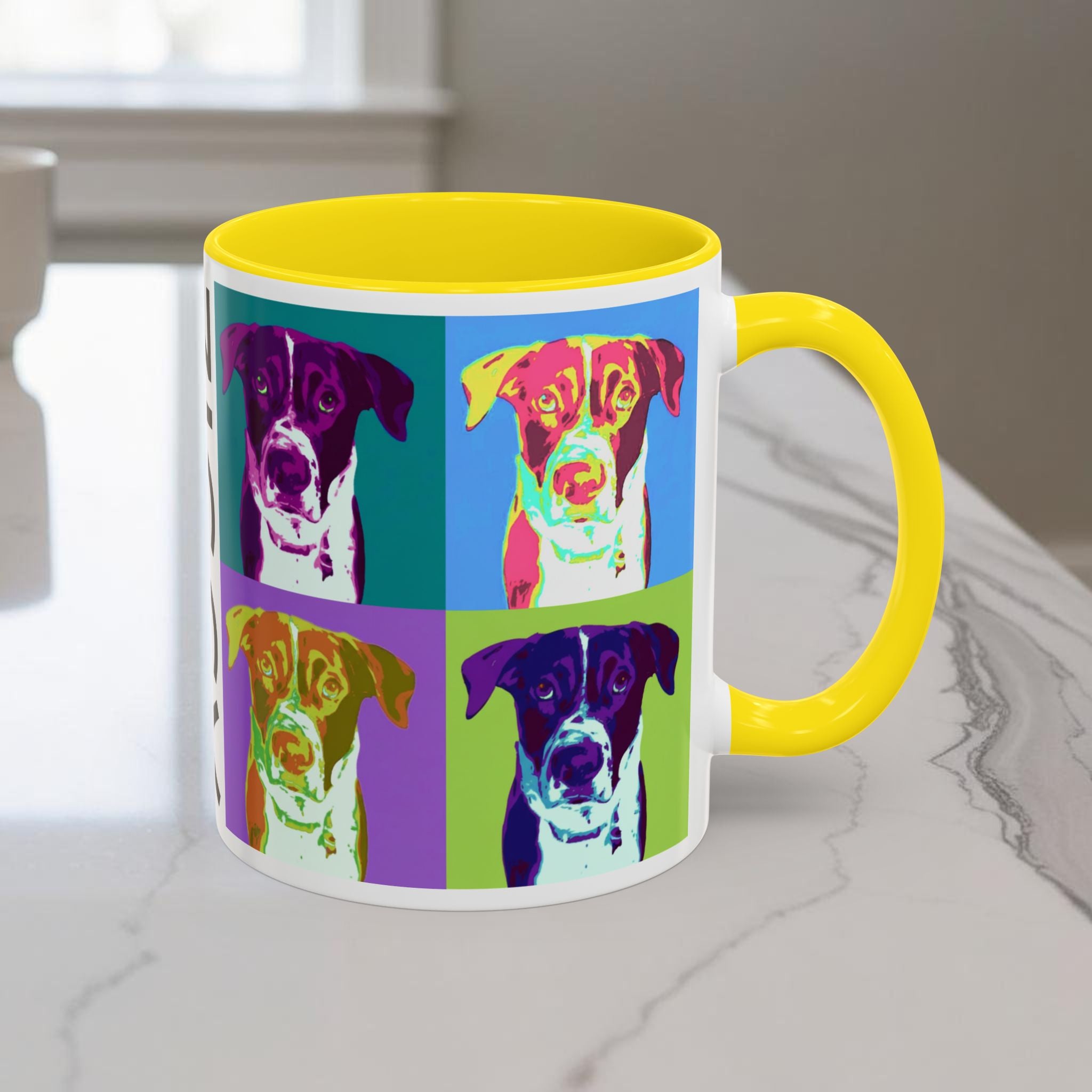 Custom Warhol Dog Mug - Personalized Pop Art Dog Mug — Custom Name Accent Coffee Cup (11/15oz)