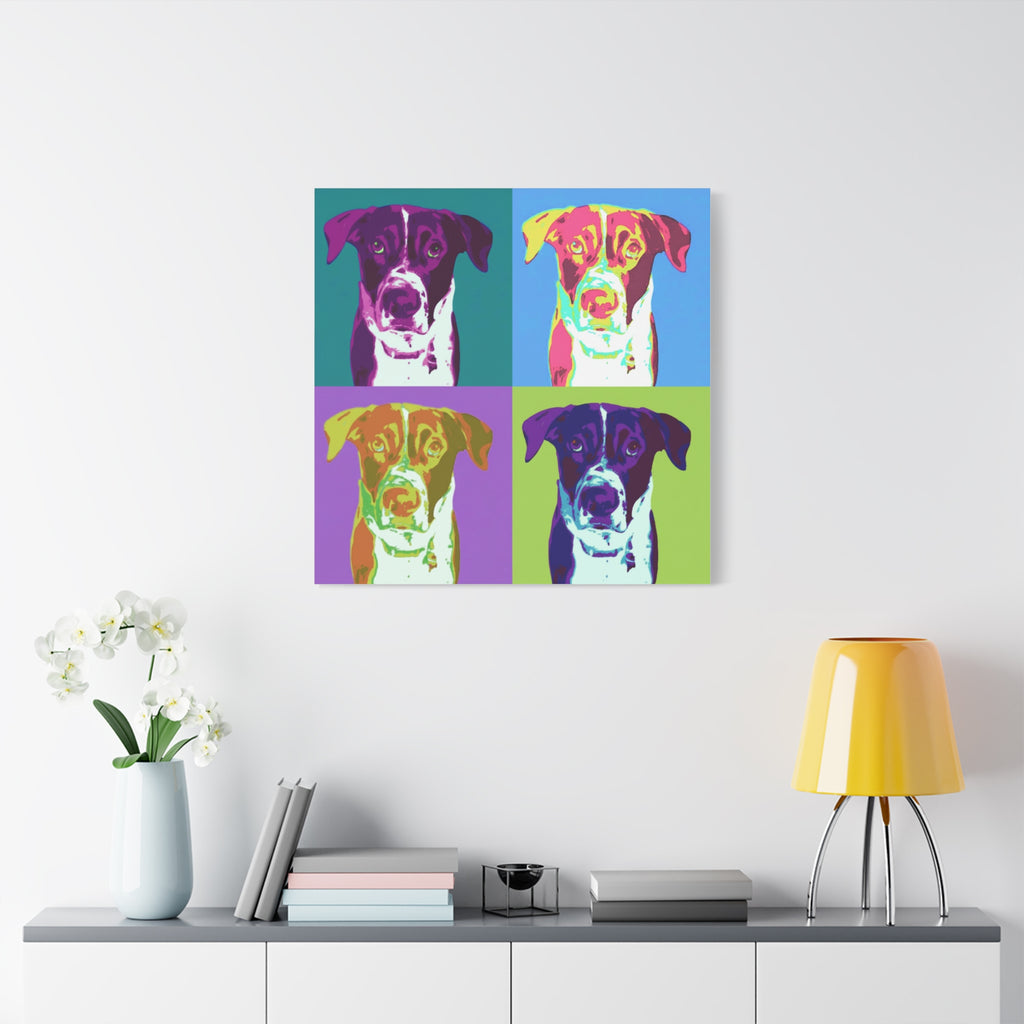 Pop Art Dog Canvas Print — Colorful Pet Portrait Wall Art