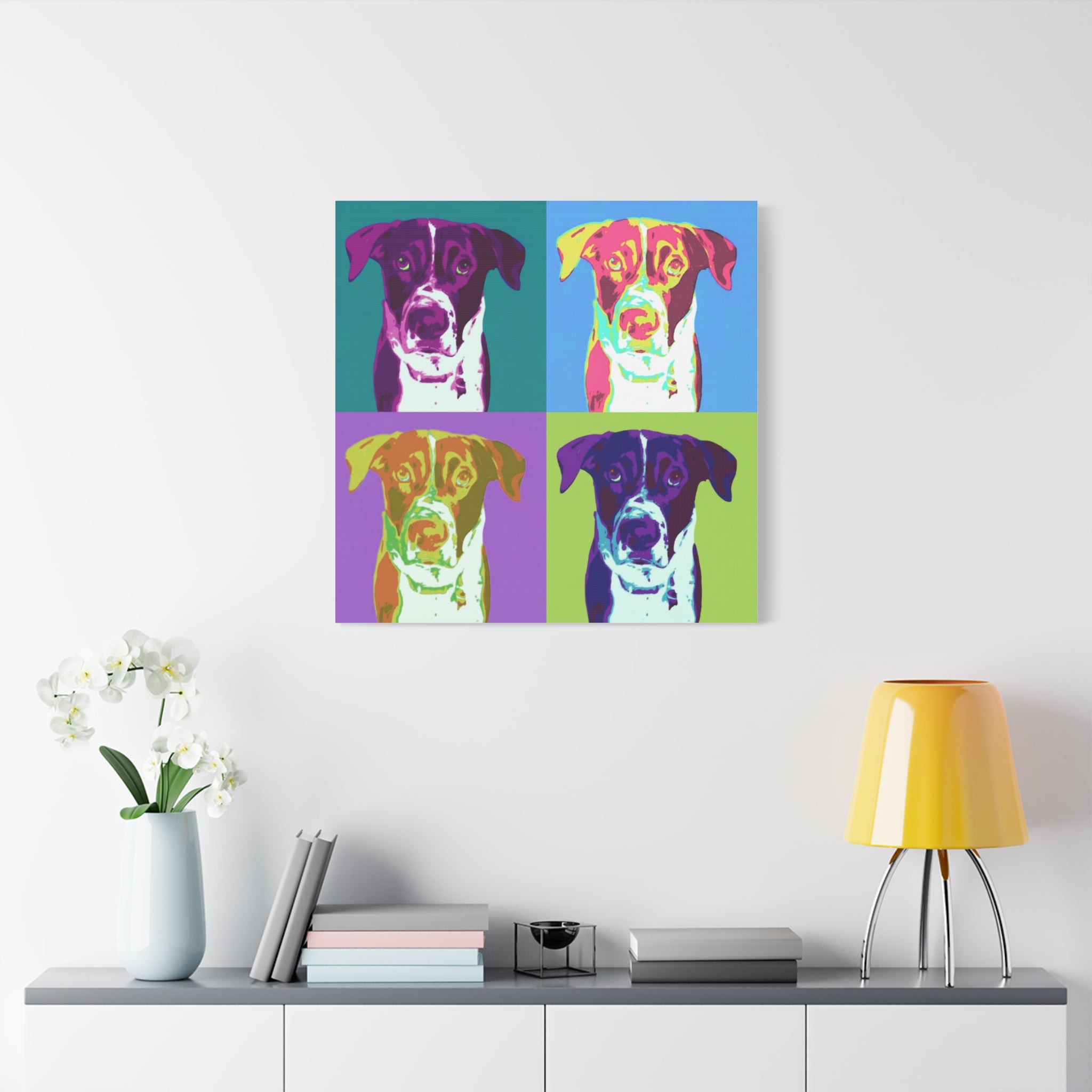 Pop Art Dog Canvas Print — Colorful Pet Portrait Wall Art