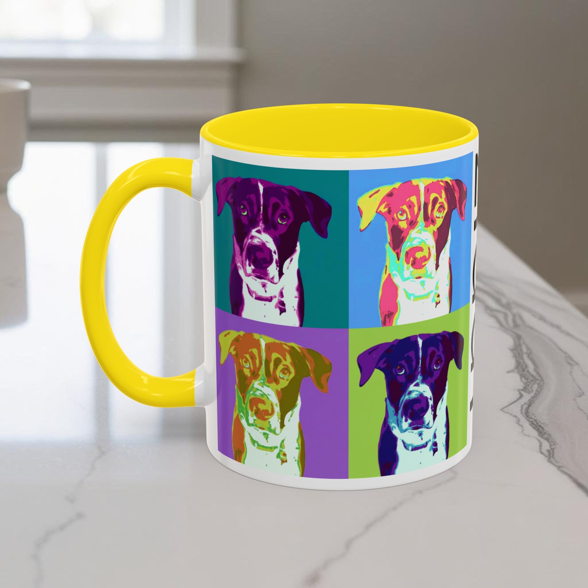 Custom Warhol Dog Mug - Personalized Pop Art Dog Mug — Custom Name Accent Coffee Cup (11/15oz)