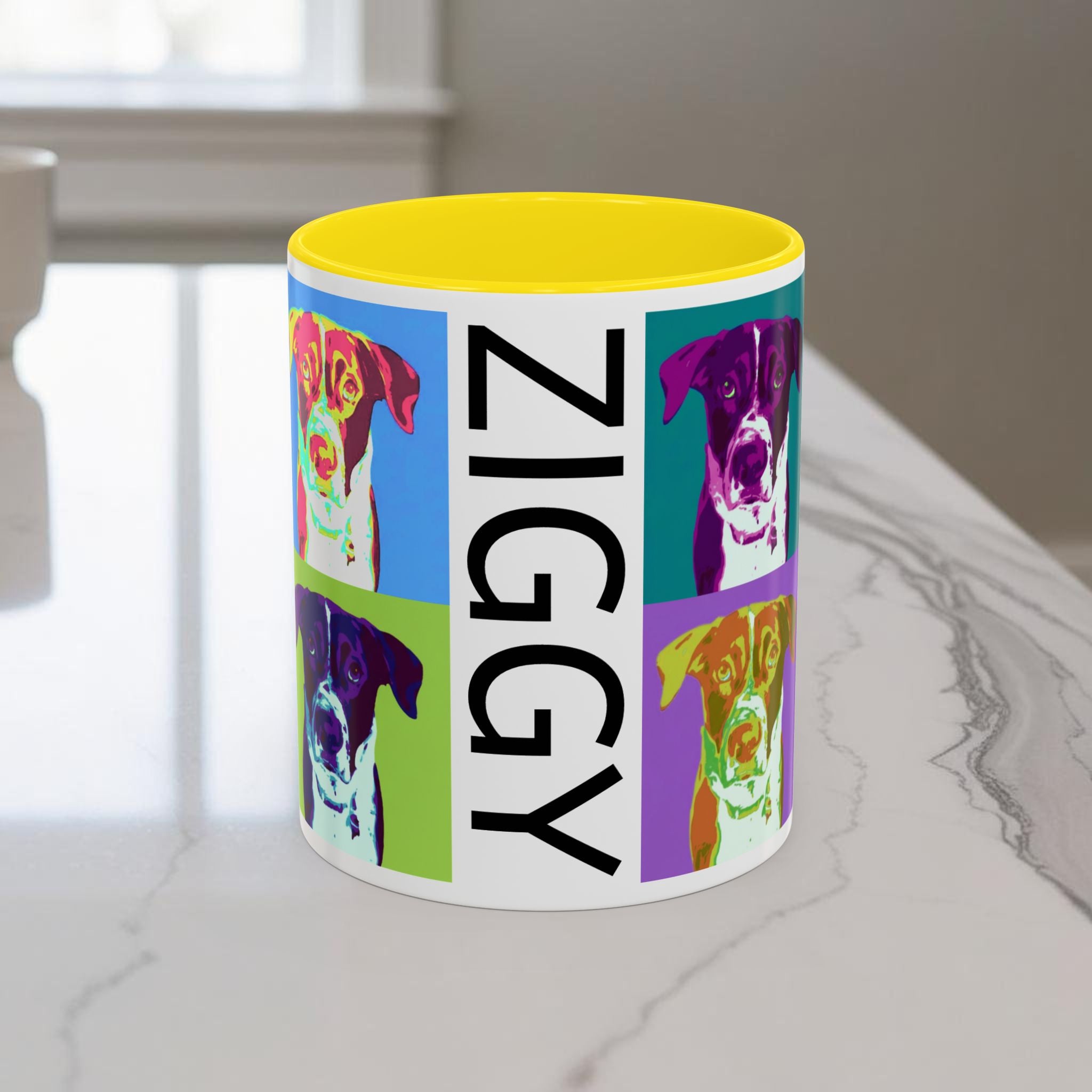 Custom Warhol Dog Mug - Personalized Pop Art Dog Mug — Custom Name Accent Coffee Cup (11/15oz)