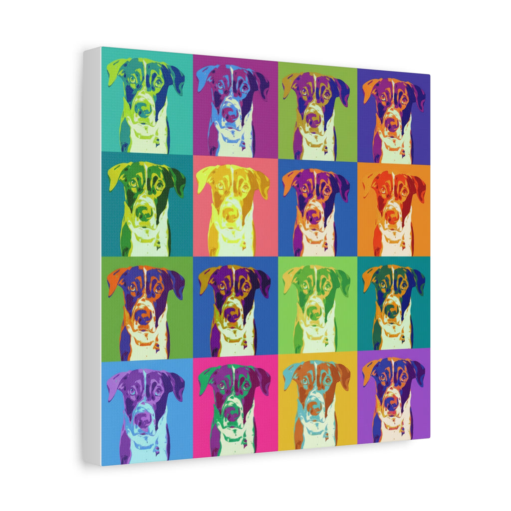 Pop Art Dog Canvas Print — Warhol Inspired Colorful Pet Portrait Wall Art