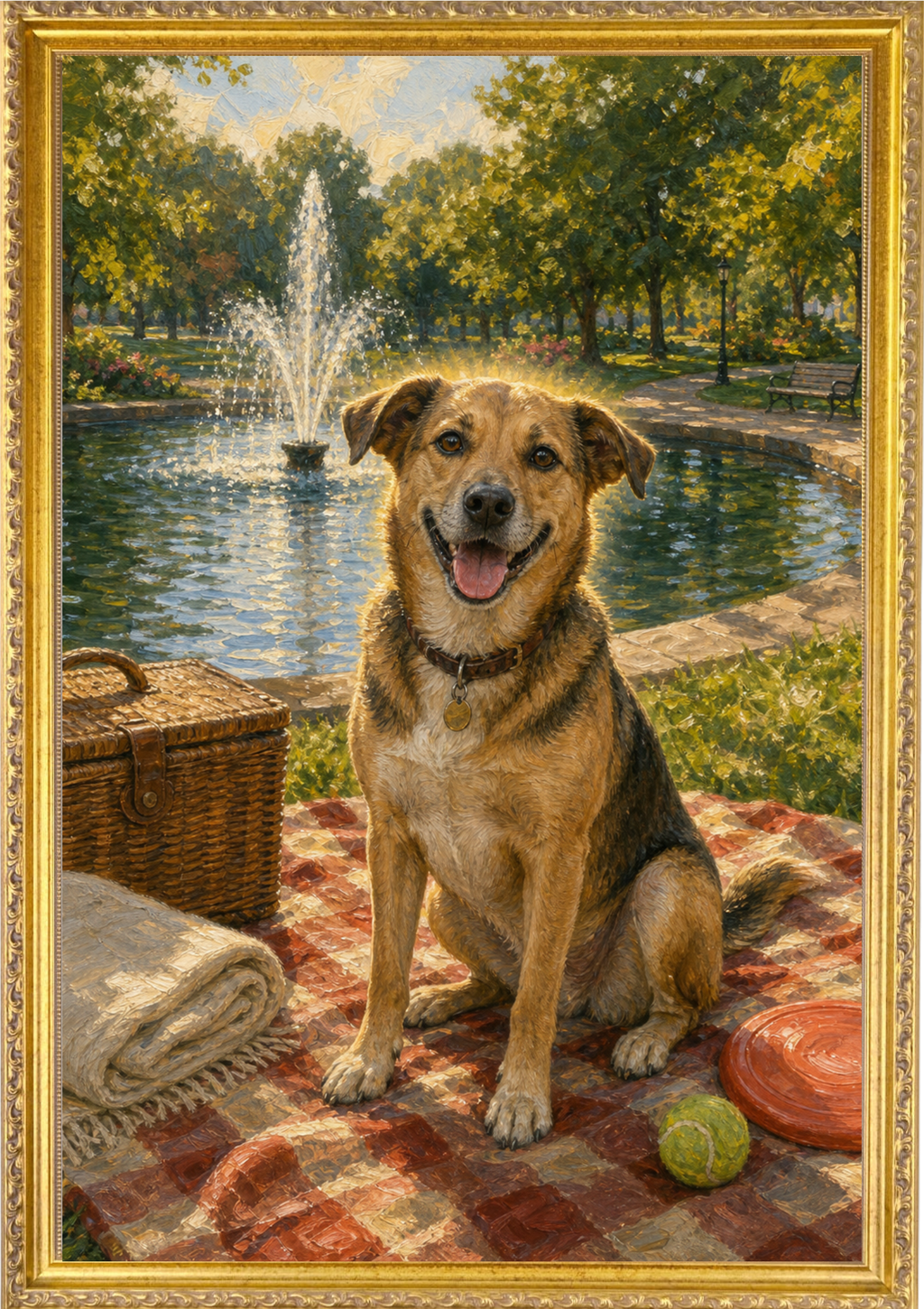Pet on Picnic in Park