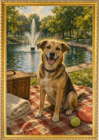 Pet on Picnic in Park