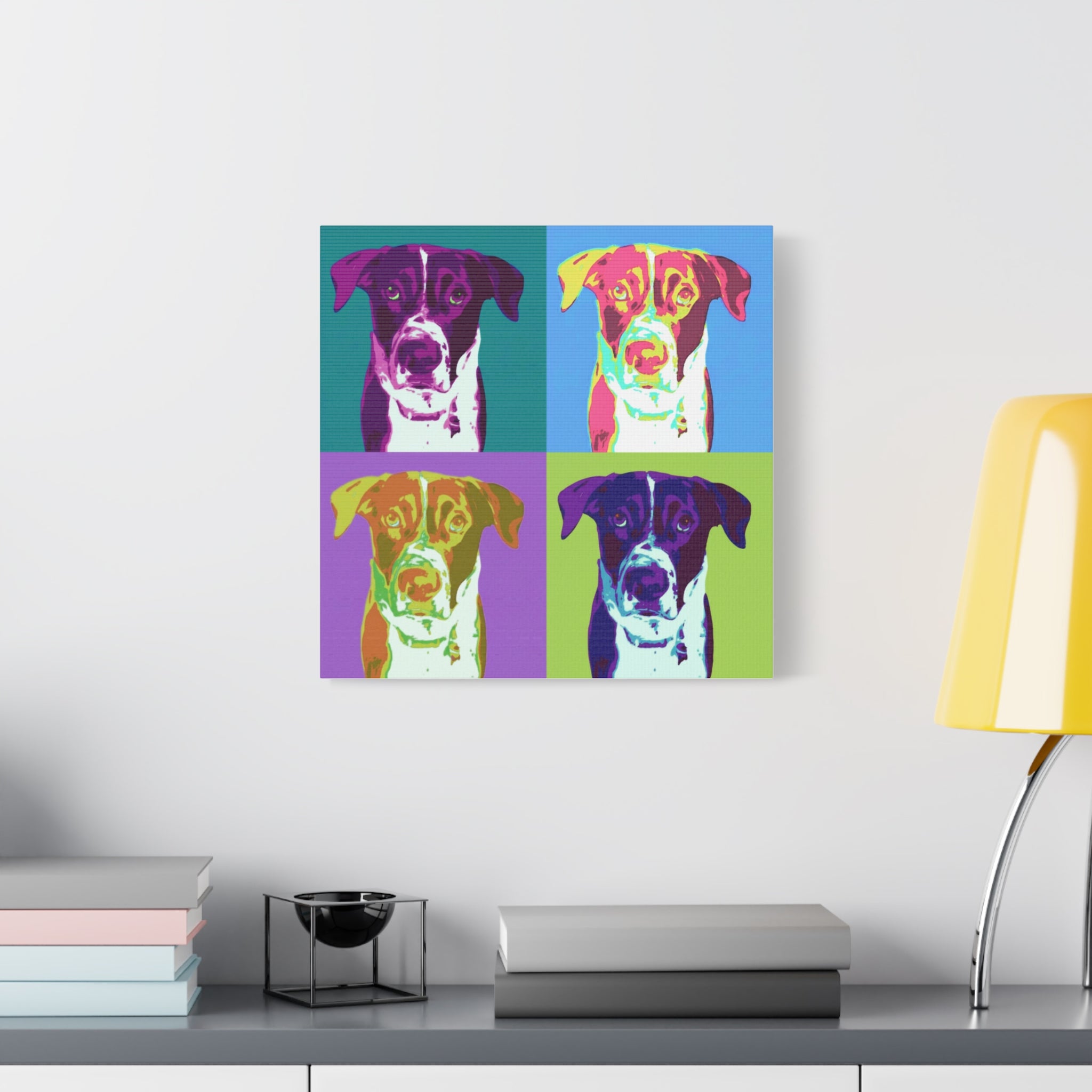 Pop Art Dog Canvas Print — Colorful Pet Portrait Wall Art