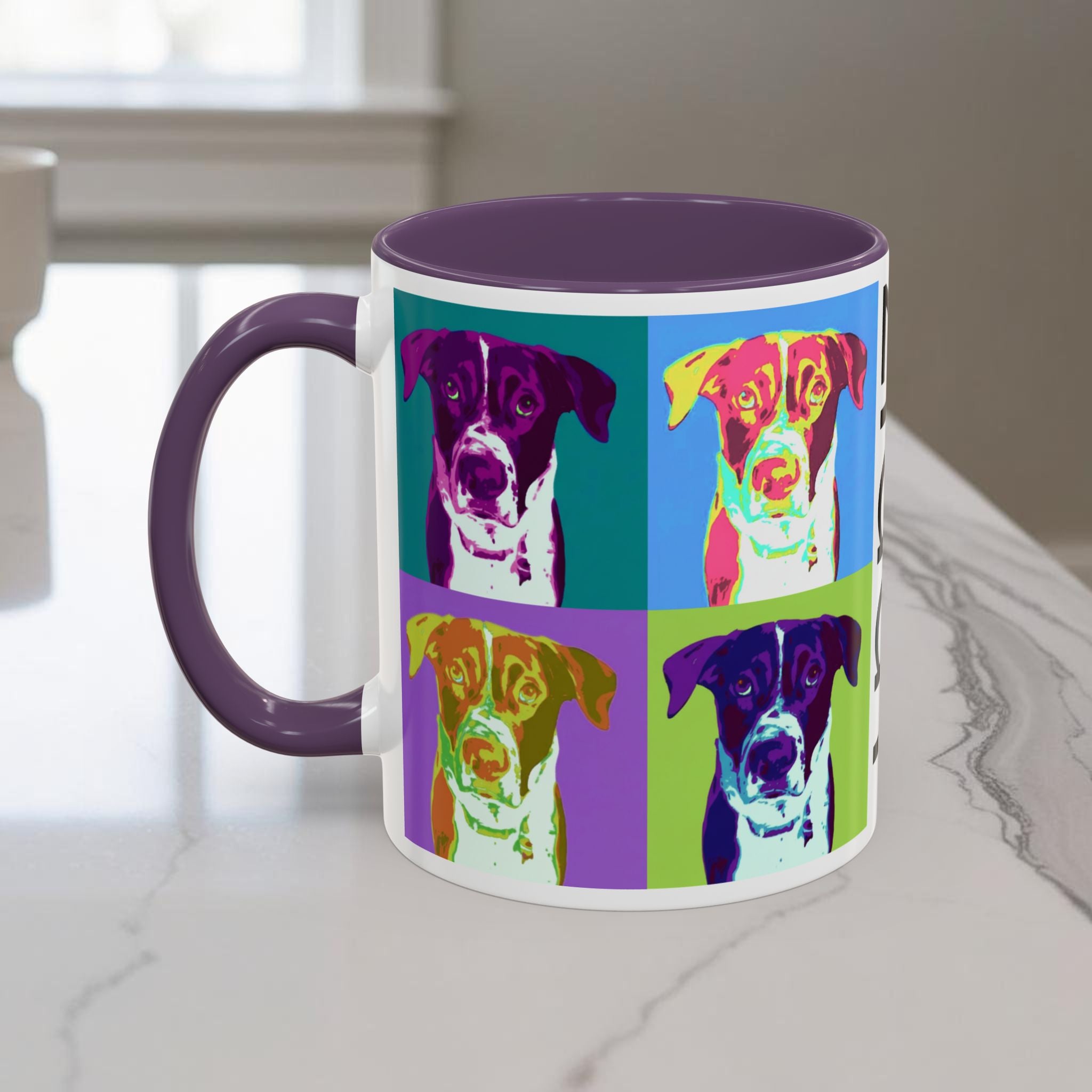 Custom Warhol Dog Mug - Personalized Pop Art Dog Mug — Custom Name Accent Coffee Cup (11/15oz)
