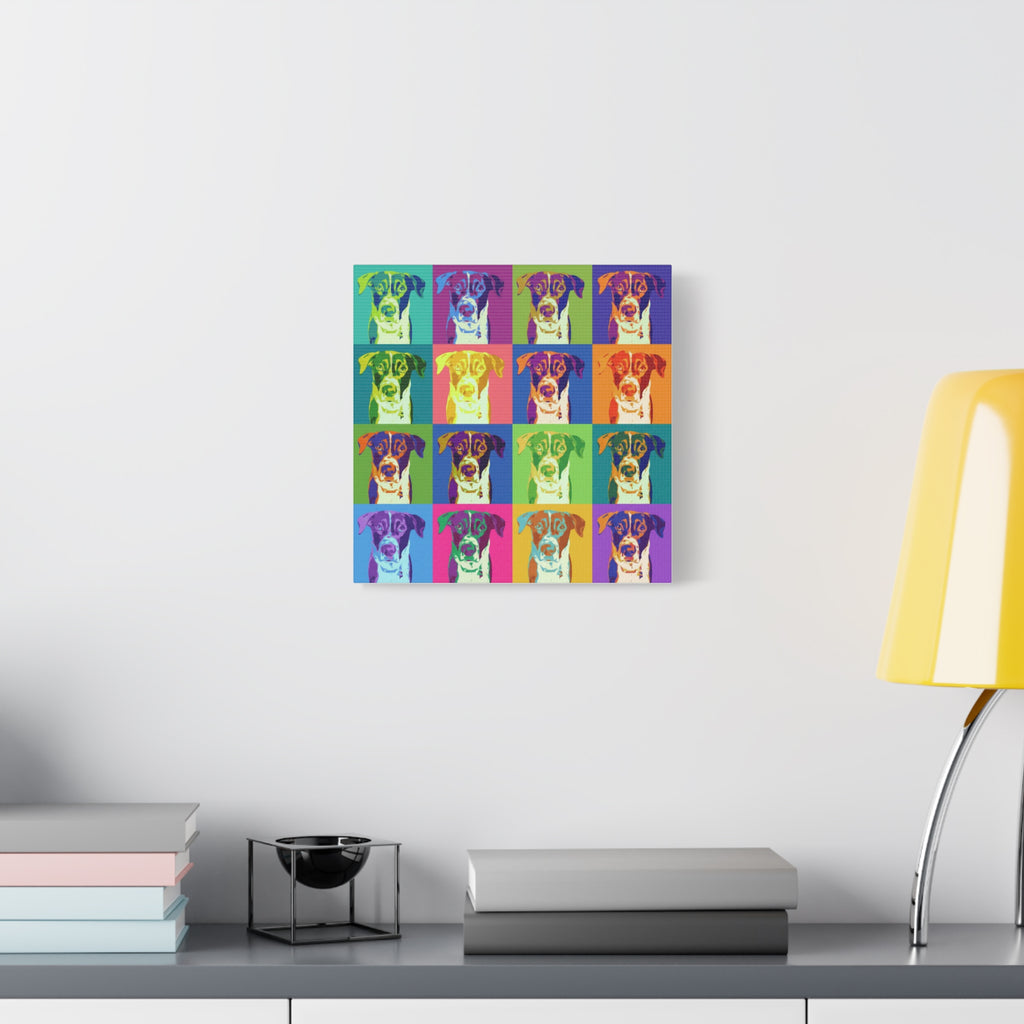 Pop Art Dog Canvas Print — Warhol Inspired Colorful Pet Portrait Wall Art