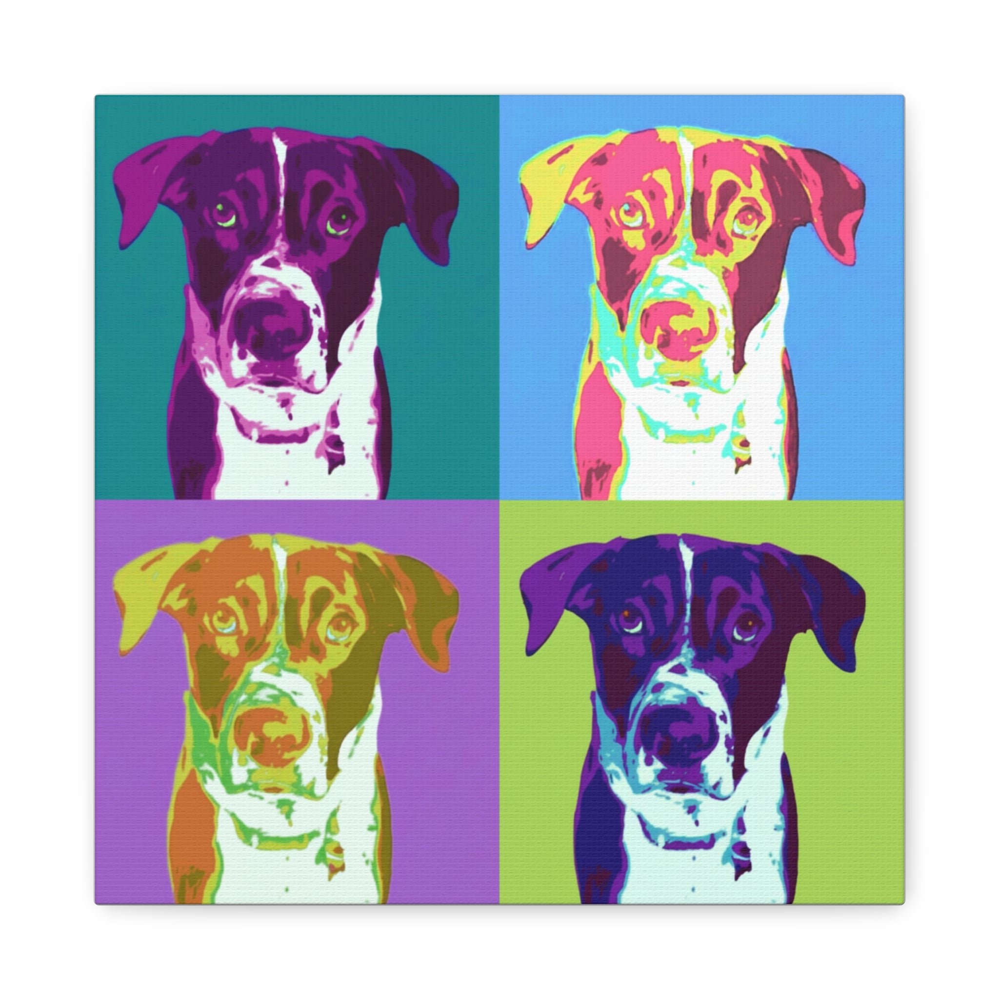 Pop Art Dog Canvas Print — Colorful Pet Portrait Wall Art
