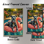 Pet on Flamingo Float in Pool