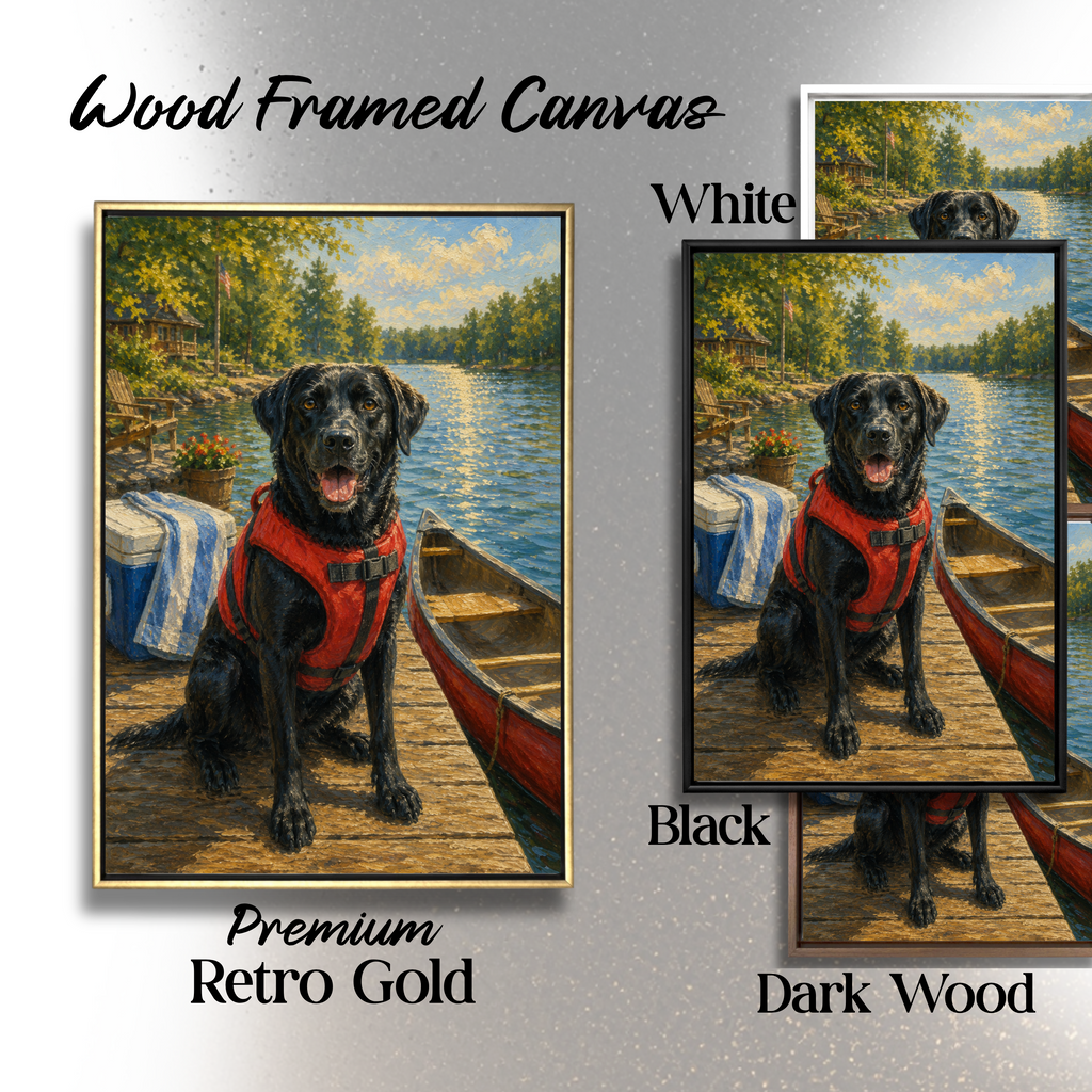 Pet at Lake with Canoe
