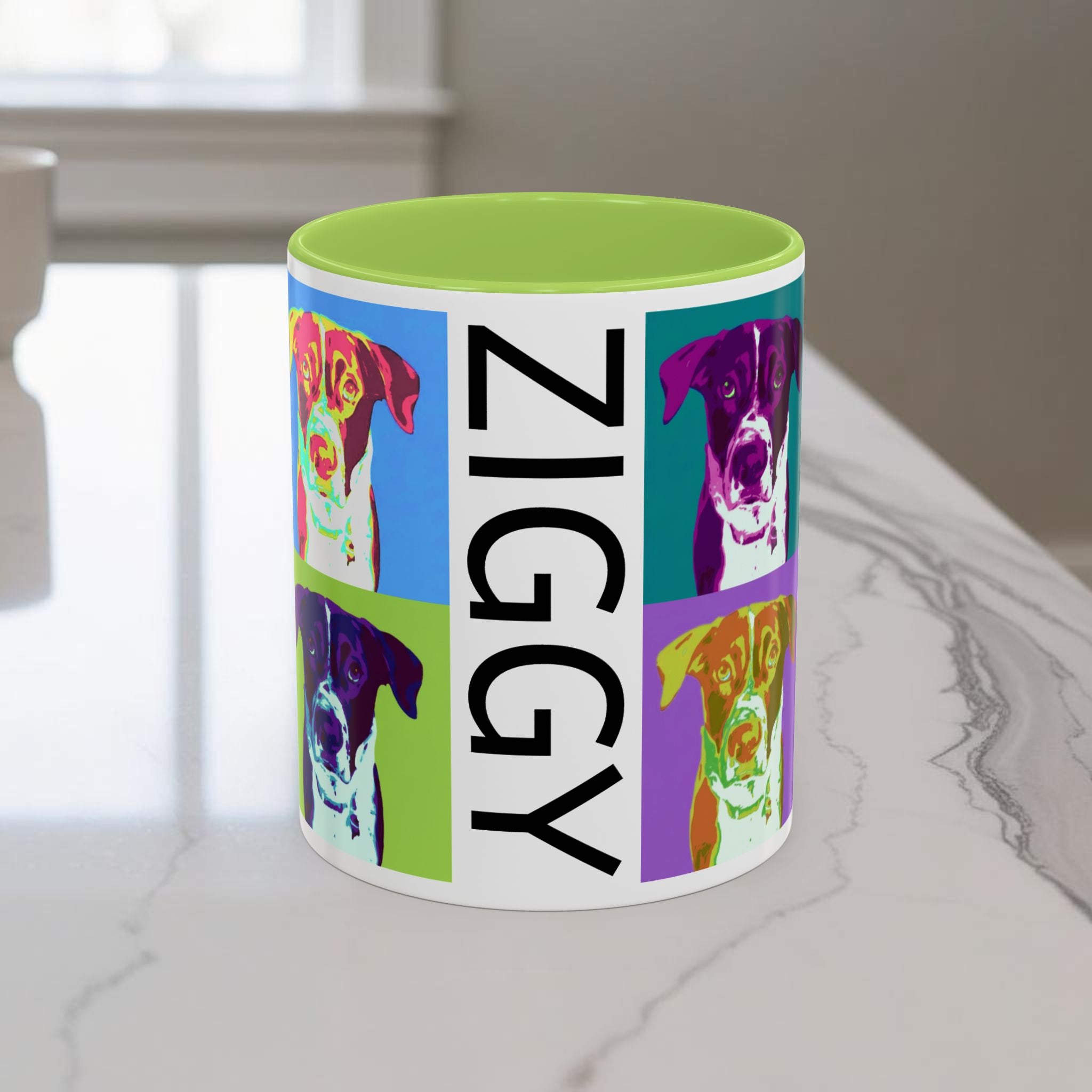 Custom Warhol Dog Mug - Personalized Pop Art Dog Mug — Custom Name Accent Coffee Cup (11/15oz)