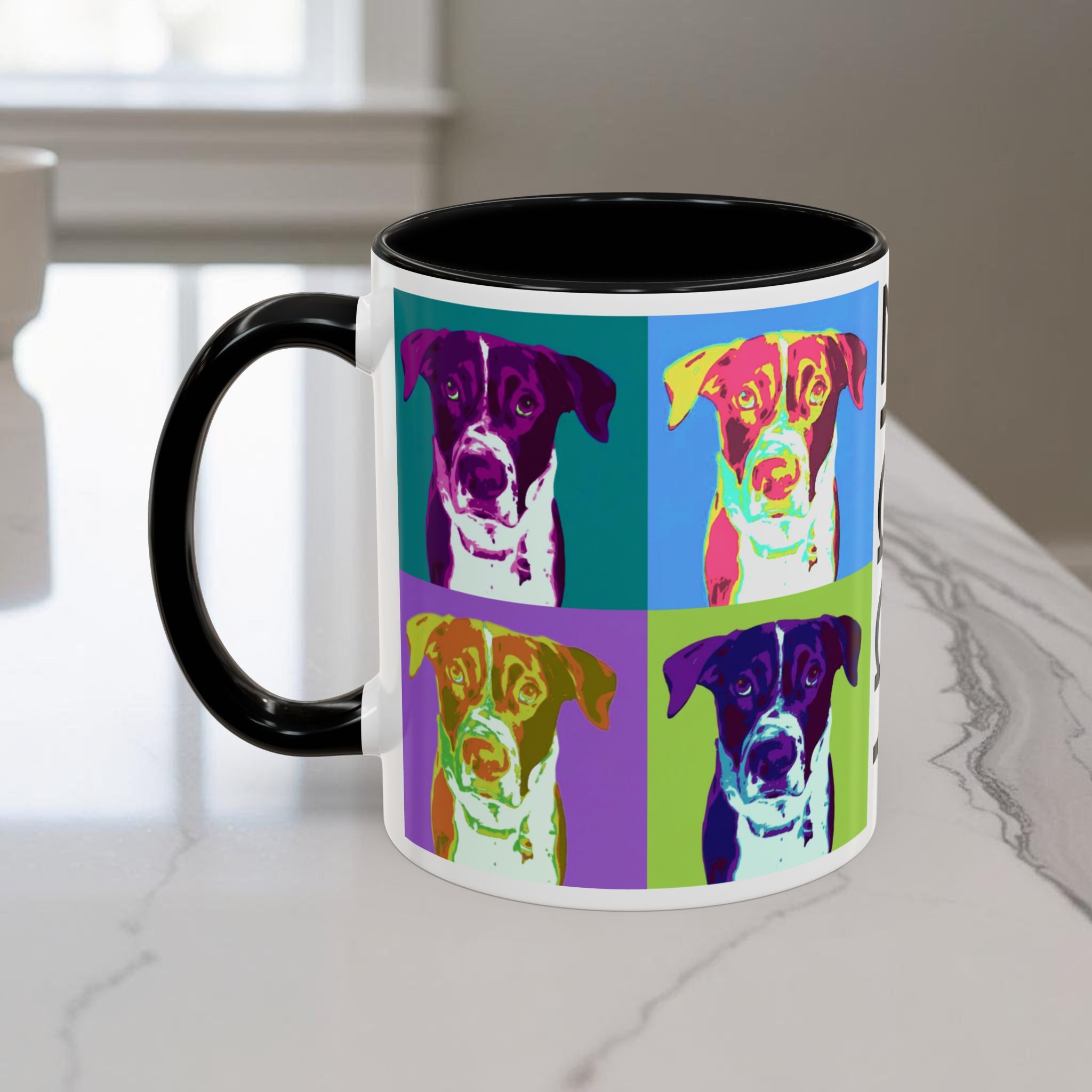 Custom Warhol Dog Mug - Personalized Pop Art Dog Mug — Custom Name Accent Coffee Cup (11/15oz)
