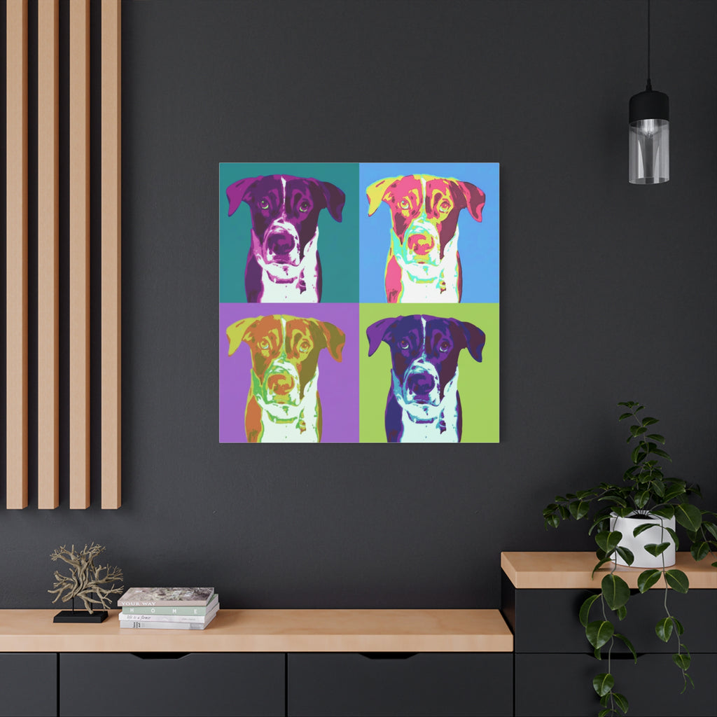 Pop Art Dog Canvas Print — Colorful Pet Portrait Wall Art