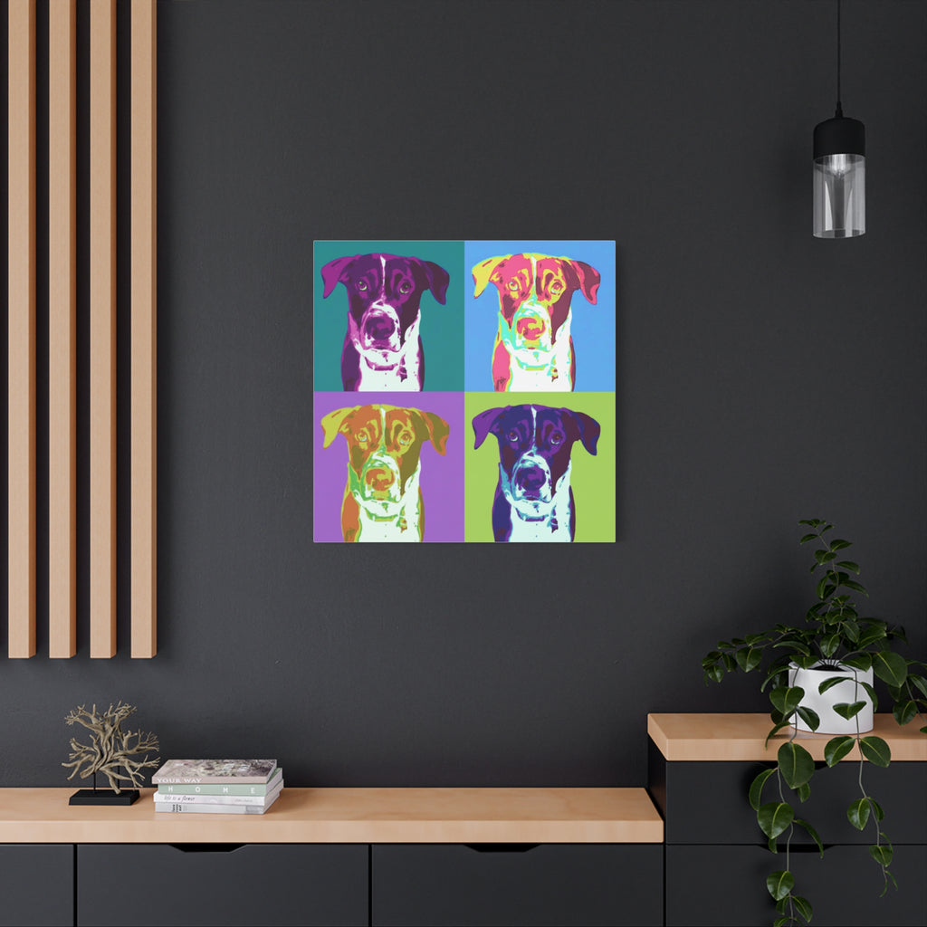 Pop Art Dog Canvas Print — Colorful Pet Portrait Wall Art