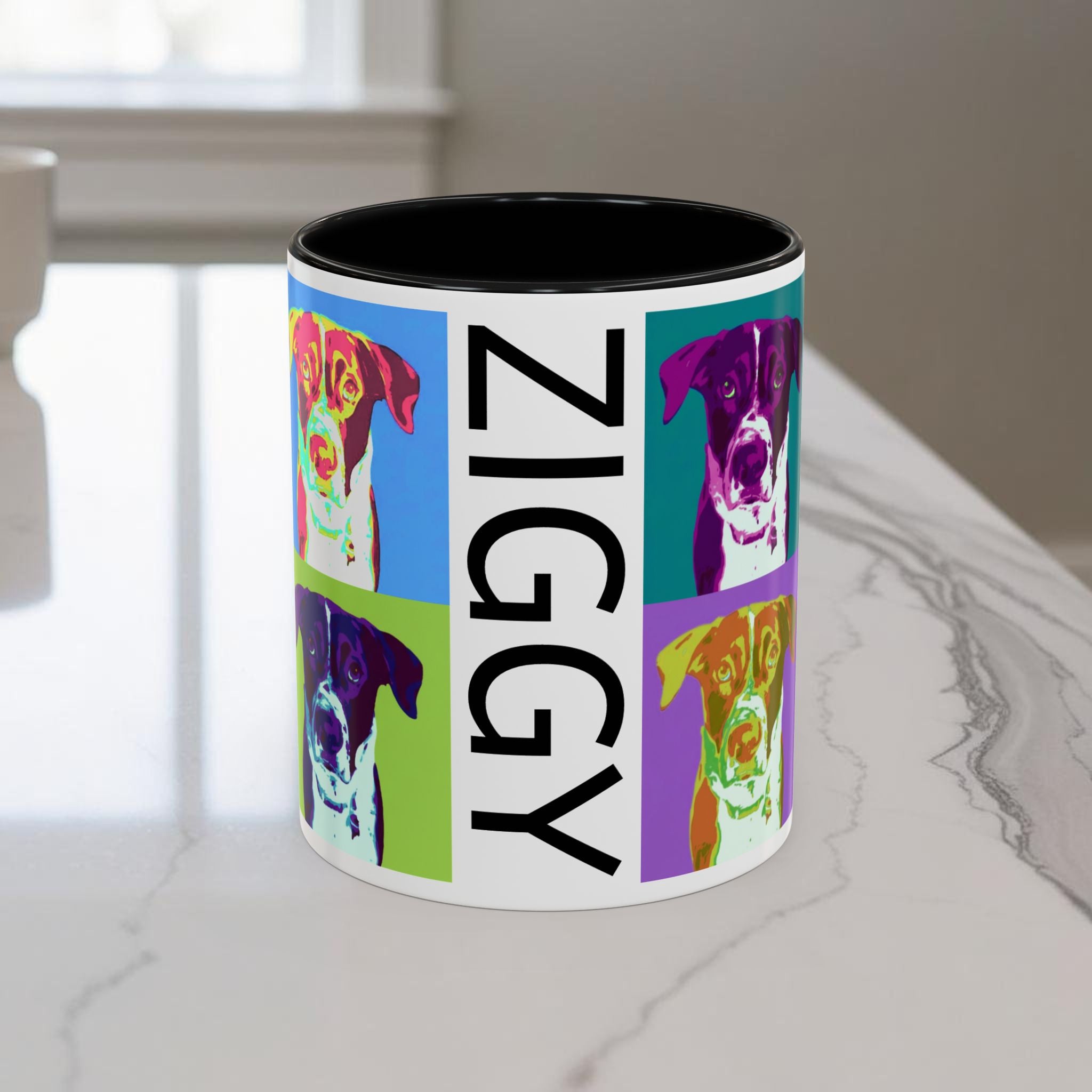Custom Warhol Dog Mug - Personalized Pop Art Dog Mug — Custom Name Accent Coffee Cup (11/15oz)